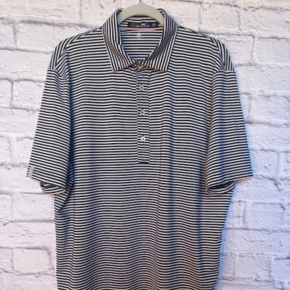 Ralph Lauren RLX  Men's Golf Shirt Black/White Stripe